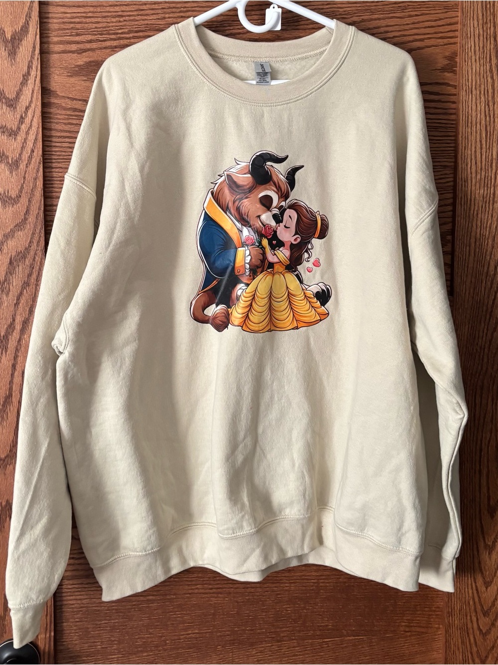 Cream Sweatshirt with Yellow Belle & Beast Graphic